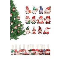 Neel Blue Red & Green, Christmas Gnome Ornaments - 24pcs