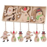 Neel Blue Wooden Christmas Tree Ornaments - Pack of 9 in Beige