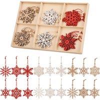 Neel Blue Rustic Christmas Wooden Snowflake Ornaments - 18pcs