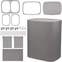 Neel Blue Large 90L Laundry Basket with Dual-Compartment & Lid in Grey