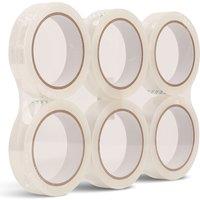 Neel Blue 24mm x 66m Clear BOPP Packing Tape, Transparent Adhesive Rolls - 6pcs