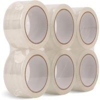 Neel Blue 48mm x 66m Clear BOPP Packing Tape, Transparent Adhesive Rolls - 6pcs