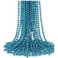 Neel Blue 9M Metallic Christmas Bead Chain - 7.5mm Shiny Pearl Garland in Teal