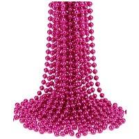 Neel Blue 9M Metallic Christmas Bead Chain - 7.5mm Shiny Pearl Garland in Dark Pink