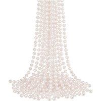 Neel Blue 9M Metallic Christmas Bead Chain - 7.5mm Shiny Pearl Garland in White