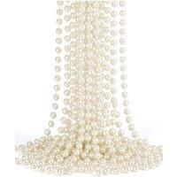 Neel Blue 9M Metallic Christmas Bead Chain - 7.5mm Shiny Pearl Garland in Beige