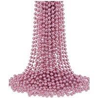 Neel Blue 9M Metallic Christmas Bead Chain - 7.5mm Shiny Pearl Garland in Rose