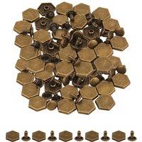 Neel Blue 12mm Hexagonal Feet Cap with 7mm Rivets Studs - 25pcs in Bronze