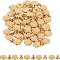 Neel Blue 12mm Hexagonal Feet Cap with 7mm Rivets Studs - 25pcs in Gold