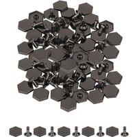 Neel Blue 12mm Hexagonal Feet Cap with 7mm Rivets Studs - 25pcs in Black