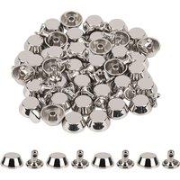 Neel Blue 12mm Mushroom Feet Cap with 7mm Back Rivets - 25pcs in Silver
