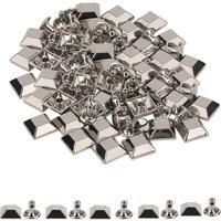 Neel Blue 10mm Pyramid Feet Cap with 7mm Back Rivets - 25pcs in Silver