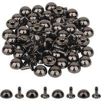 Neel Blue 12mm Dome Shaped Bag Feet Rivets with 9mm Round Studs - 25pcs in Black