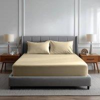 Snug City Luxury 200TC Soft Touch Fitted Sheet Bed Linen 40cm Extra Deep Skirt in Cream | Size: Super King