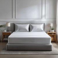 Snug City Microfibre Soft Touch Fitted Sheet 40cm Extra Deep Skirt Plain Dyed Bed Linen in White | Size: Double