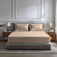 Snug City Microfibre Soft Touch Fitted Sheet 40cm Extra Deep Skirt Plain Dyed Bed Linen in Cream | Size: Double