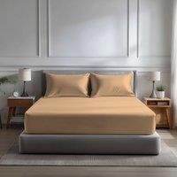 Snug City Microfibre Soft Touch Fitted Sheet 40cm Extra Deep Skirt Plain Dyed Bed Linen in Beige | Size: Single