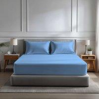 Snug City Microfibre Soft Touch Fitted Sheet 40cm Extra Deep Skirt Plain Dyed Bed Linen in Light Blue | Size: Single