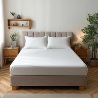 Snug City Microfibre Soft Touch Fitted Sheet 25cm Skirt Plain Dyed Bed Linen in White | Size: Small Double
