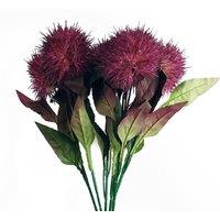 Leaf Pack of 6 x 70cm Globe Thistle Purple Ball Artificial Flower Stem | Size: 6 x 70 cm
