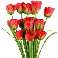 Leaf Pack of 6 x 80cm Artificial Tulip Red Stem | Size: 6 x 80 cm