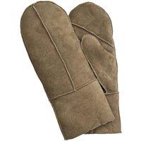 Infinity Leather Genuine Real Sheepskin Suede Mittens Warm Gloves in Tan | Size: Small