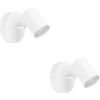 Loops 2 PACK Sleek White GU10 Wall Spotlight - Indoor Adjustable Lamps