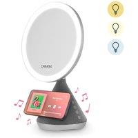 Tower C85051SIL 3-in-1 Illuminated LED Mirror with 5W Bluetooth Speaker & 15W Wireless Charger, Adjustable Brightness, MagSafe Compatible, Silver