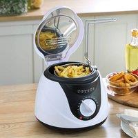 Basilico Small Deep Fat Fryer, 1L, Non-Stick Bowl, Variable Temperature Control in White