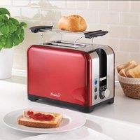 Bergstrom Red Metallic 2-Slice Toaster with 7 Browning Settings & Roll Warmer