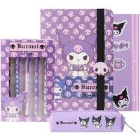 Hello Kitty Kuromi Stationary Set Pencil Case Notebook Stickers Pens in Purple