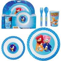 Sonic the Hedgehog 5 Piece Breakfast Set Blue Reusable Plastic Tableware