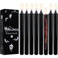 Deco Express 8 Pack Dripping Effect Taper Candles Set 5-Hour Burn Time in Black