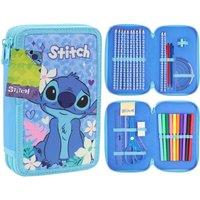Disney Stitch 2 Compartment Pencil Case School Stationary Accessories in Blue
