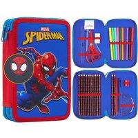 Marvel Spiderman 2 Compartment Pencil Case School Stationary Accessories