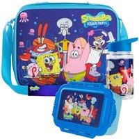 SpongeBob SquarePants 3 Piece Lunch Bag With Strap Set School Picnic Holiday Travel in Blue