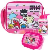 Hello Kitty 3 Piece Lunch Bag With Strap Set School Picnic Holiday Travel in Pink