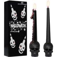 Deco Express 2 Pack Skull Candles Black Tapered Unscented 12-Hour Burn Time