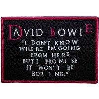 David Bowie I Dont Know Where I'm Going Woven Patch in Black