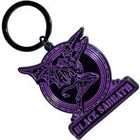 Black Sabbath Purple Text Logo & Daemon Keyring Keychain in Black