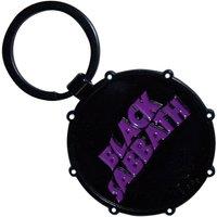 Black Sabbath Wavy Logo & Daemon Drum Double Sided Keyring Keychain in Black