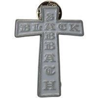 Black Sabbath Cross Band Logo Pin Badge in Silver