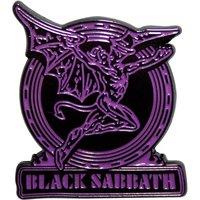 Black Sabbath Purple Text Logo Daemon Pin Badge in Black