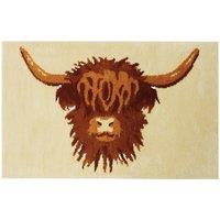 Allure Bath Fashions Luxury Highland Cow Bath Mat - Non Slip & Super Soft in Beige