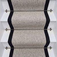 RainbowHome Herringbone Mirage Grey Stair Runner with 100% Cotton Black Border | Size: 20 cm x 12 cm