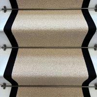 RainbowHome Kalahari Caramel Wool Stair Runner with 100% Cotton Black Border in Camel | Size: 20 cm x 12 cm