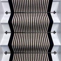 RainbowHome Mayfair Wool Stair Runner with 100% Cotton Black Border in White | Size: 20 cm x 12 cm