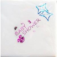 NPK Shower Design Foil Printed Napkins (Pack Of 15) in Off-White