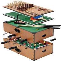 Rexco Deluxe Table Game Set 5 In 1 Football Tennis Backgammon Chess Pool Snooker Toy in Brown