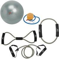 Gr8 Home Home Gym 5 Piece Toning Kit Exercise Ball Resistance Bands Tubes Set in Grey